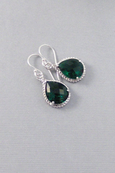 Noel,Emerald Drops,Emerald Earrings,Silver Earrings,Sterling Silver,Bride,Green,Green Earings,Wedding,Emerald,Green Stone Valleygirldesigns