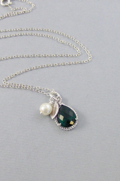 Noel,Green necklace,Emerald,Emerald Necklace,Silver Necklace,Wedding,Birdesmaid,Sterling Silver,Green stone,Stone Valley Girl Designs