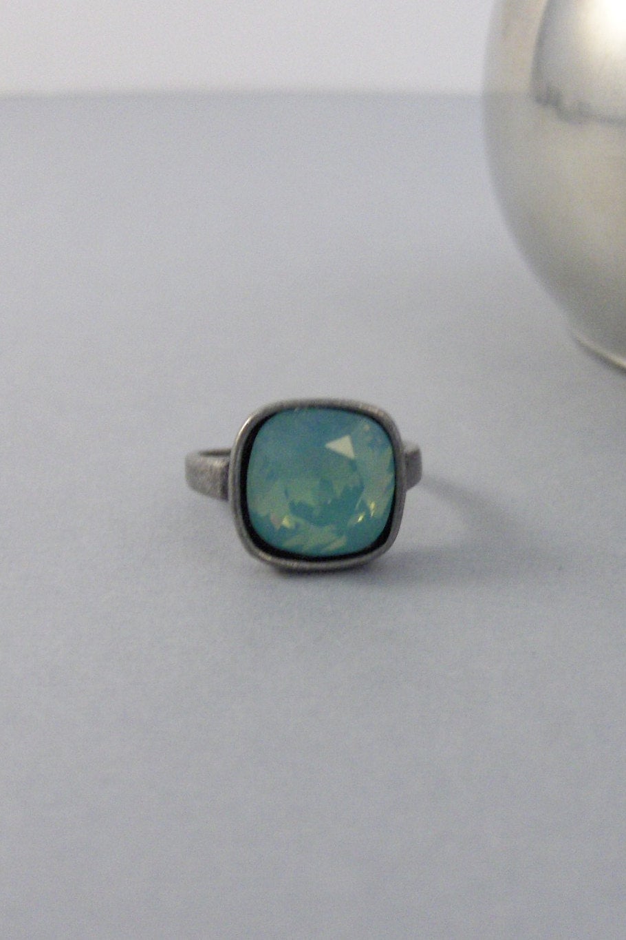 Aqua Aura,Ring,Silver,Moonstone Ring,Opal Ring,White Stone,Moonstone,Opal, Jewelry,Antique Ring,February,Birthstone,valleygirldesigns.