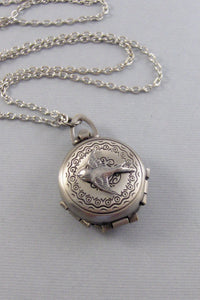 Enchanted Sparrow,Sparrow Locket,Sparrow Necklace,Silver Locket,Silver Necklace,Bird,Bird Necklacet.Pill Box,Compartme.Valleygirldesigns.