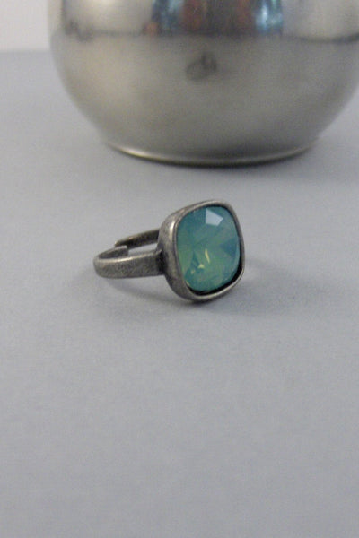 Aqua Aura,Ring,Silver,Moonstone Ring,Opal Ring,White Stone,Moonstone,Opal, Jewelry,Antique Ring,February,Birthstone,valleygirldesigns.