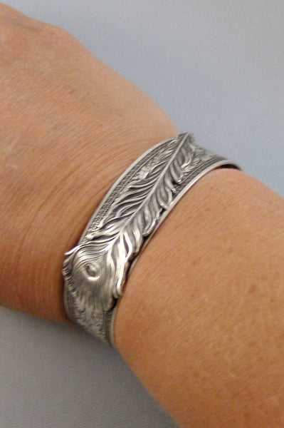 Peacock Feather,Peacock,Bracelet,Cuff,Silver Bracelet,Cuff Bracelet,Peacock,Feather,Peacock Bracelet,Peacock Cuff valleygirldesigns.