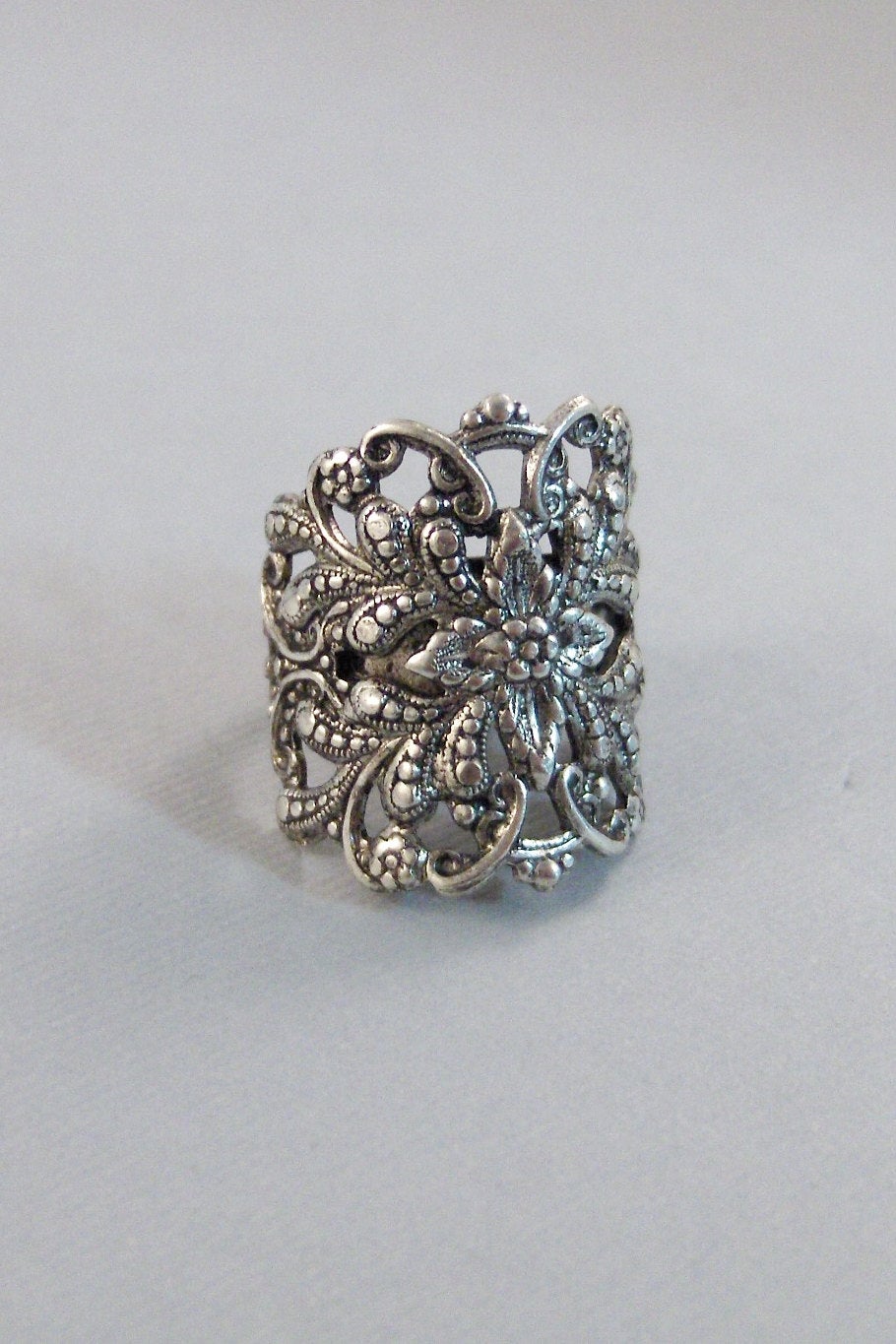 Filigree Ring,Silver,Ring,Filigree Ring,Silver Filigree,Rose Ring,Antique Ring,Silver Ring,Blossom,Gothic Ring,Large Ringvalleygirldesigns.