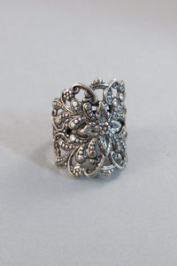 Filigree Ring,Silver,Ring,Filigree Ring,Silver Filigree,Rose Ring,Antique Ring,Silver Ring,Blossom,Gothic Ring,Large Ringvalleygirldesigns.