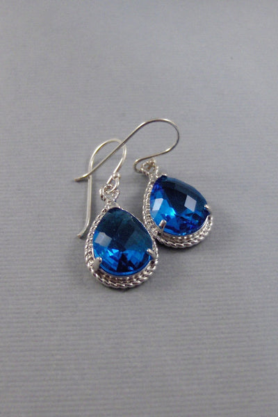 Blue Topaz,Earring,Silver Earrings,Teal,Aqua,December Birthstone,Wedding,Bride,Crystal. Handmade jewelery by valleygirldesigns.