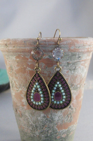 Violet Soul,Earring,Purple Earring,Violet Earring,Gypsy,Gypsy Earring,Bohemian,Long Earring Turquoise,Vintage Earring. Valleygirldesigns