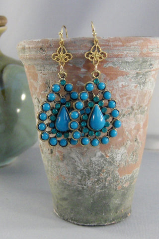 Gypsy Ocean,Earring,Turquoise Earring,Aqua Earring,Gypsy,Gypsy Earring,Bohemian,Long Earring Turquoise,Vintage Earring. Valleygirldesigns
