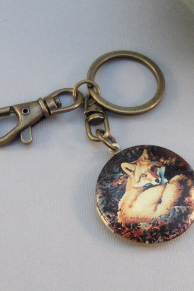 SALE Fox,Fox Locket,Fox Keychain,Woodland Locket,Animal Key chain,Keychain,Men,Groosmen,Groom,Father,Dad,Wedding,Gift.valleygirldesigns.