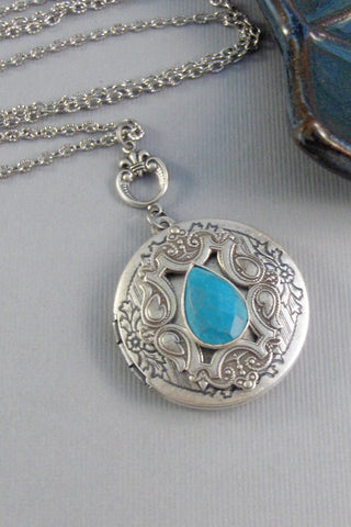SALE Artful Soul,Locket,Silver,Turquoise,Gemstone,Necklace,Antique Locket,Dream,Vintage Turquoise,Genuine Turquoise,Turqoise Stone,Blue