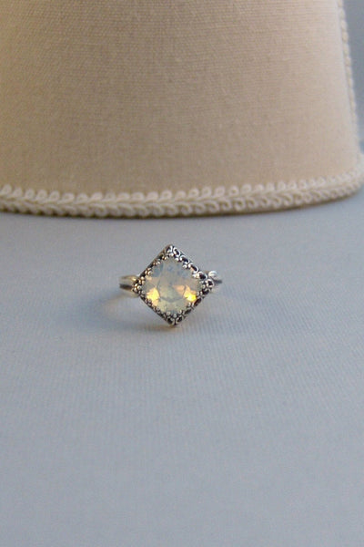 SALE Princess Opal,Ring,Moonstone Ring,Moonstone,Swarovski,Swarovski Crystal,Swarovski Ring,Bridesmaid,Moon,Goddess,Opal,White,Swarovski