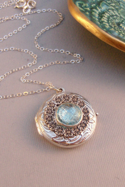 Aquamarine Locket,Locket,Silver Locket,Sterling Silver Locket,Sterling,Birthstone,Birthstone Locket,Birthstone Necklace,March Birthstone