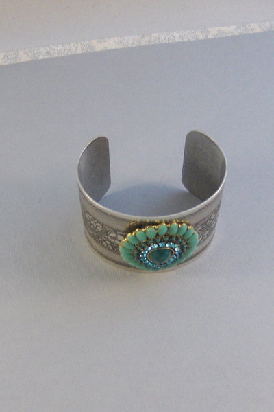 Emerald Gypsy,Cuff,Cuff Bracelet,Green Bracelet,Bracelet,Silver,Antique Bracelet,Bohemian Bracelet,Gypsy Bracelet,Green.valleygirldesigns.