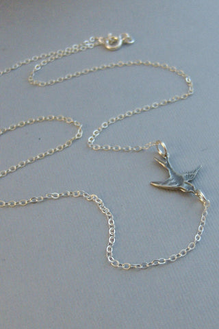 Sterling Gypsy Sparrow,Sterling Silver,Necklace,Wedding,Sparrow Necklace,Sparrow,Sterling Bird Necklace,Silver Bird,Bird,valleygirldesigns.