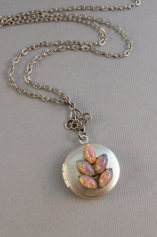 Pinkest,Locket,Silver Locket,Antique Locket,Girl,Child,Baby,Girl Locket,Pink.Pink Necklace,Pink Locket, Girl Gift valleygirldesigns.