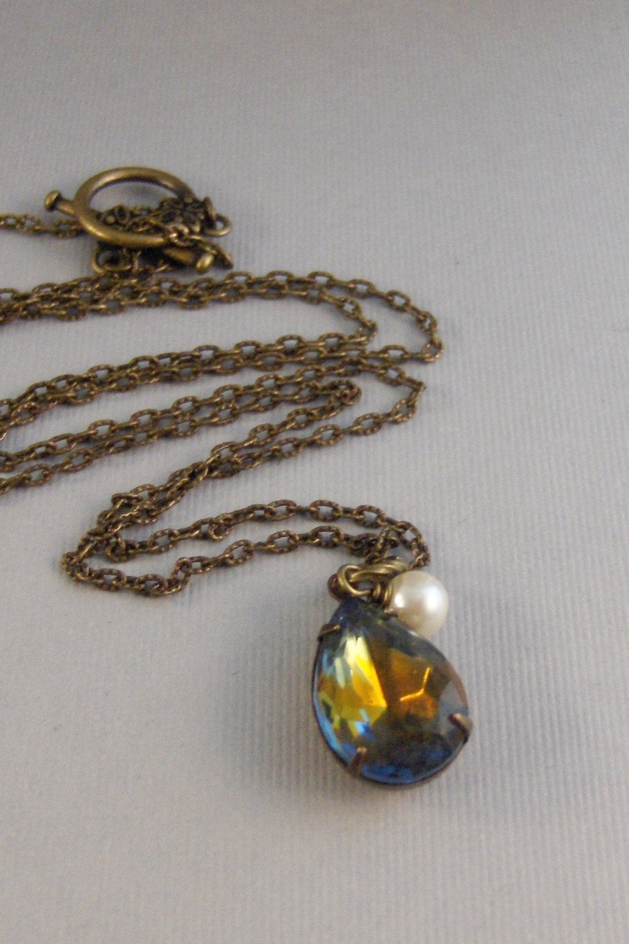 Vintage Sapphire,Necklace,Pendant,Brass Necklace,Sapphire,Vintage,Vintage Rhinestone,Diamond Necklace,Gold Necklace,Gold valleygirldesigns.