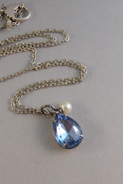 Vintage Sapphire,Necklace,Pendant,Silver Necklace,Sapphire,Vintage,Vintage Rhinestone,Sapphire Necklace.Sapphire Locket,valleygirldesigns.