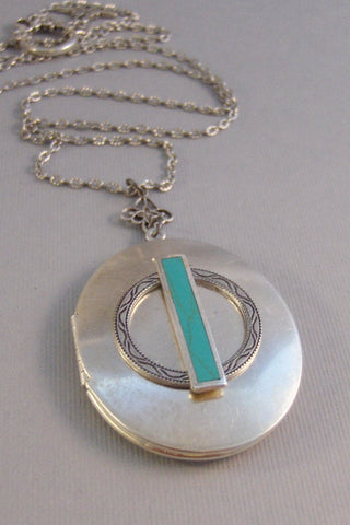 SALE Romantic Gypsy,Locket,Silver,Turquoise,Gemstone,Necklace,Antique Locket,Dream,Indian,Vintage Turquoise,Genuine Turquoise,Turqoise