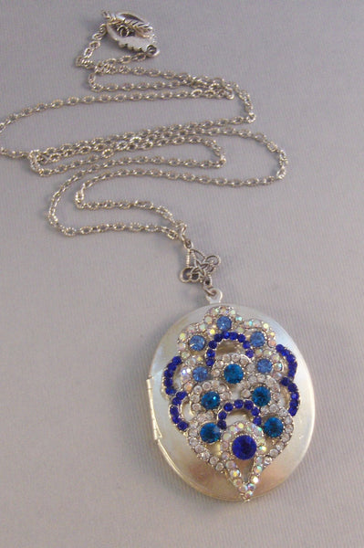 SALE Midnight Blue,Locket,Silver,Turquoise Necklace,Gemstone,Necklace,Antique Locket,Blue Stone,Aqua STone,Sapphire Stone.valleygirldesigns.