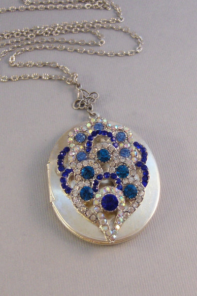 SALE Midnight Blue,Locket,Silver,Turquoise Necklace,Gemstone,Necklace,Antique Locket,Blue Stone,Aqua STone,Sapphire Stone.valleygirldesigns.