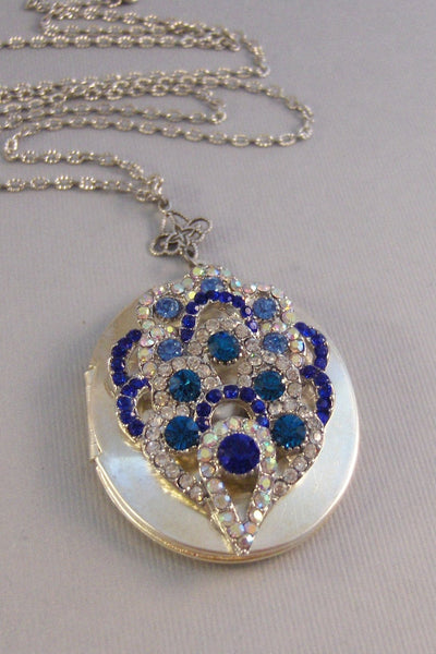 SALE Midnight Blue,Locket,Silver,Turquoise Necklace,Gemstone,Necklace,Antique Locket,Blue Stone,Aqua STone,Sapphire Stone.valleygirldesigns.