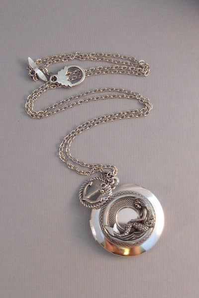 Siren's Waters,Locket,Mermaid, Mermaid Locket,Antique Locket,Silver Locket,Goddess,Ocean Locket,Mermaid Necklace,Anchor valleygirldesigns