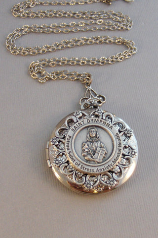 Saint Dymphna,Necklace,Locket,Silver Locket,Saint,Saint of Mental Health,Mental Health,Anxiety Stress,Patron Saint,Dyphna,valleygirldesigns