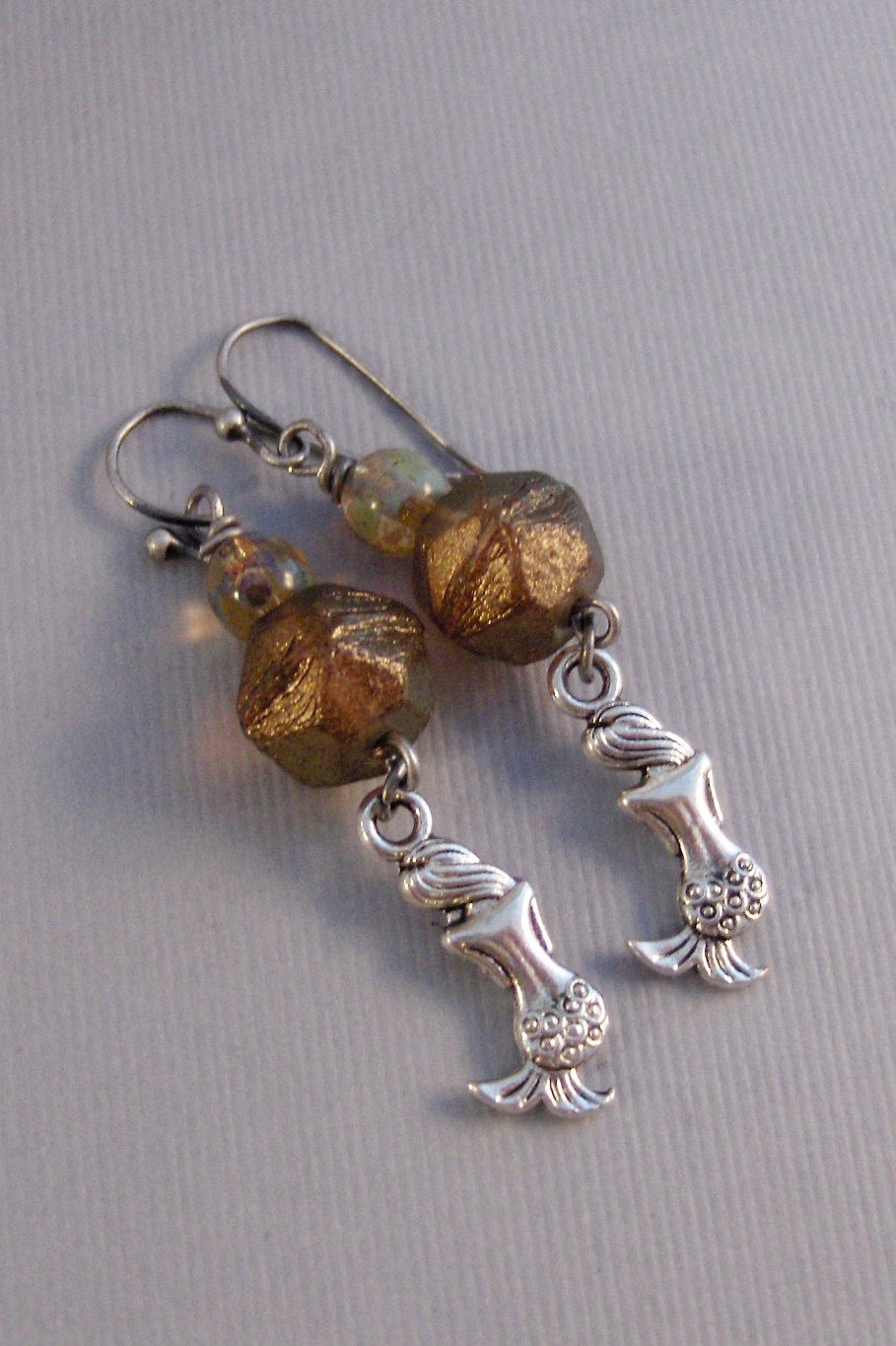 SALE Mermaid Sands,Earrings,Mermaid Earrings,Mermaid,Goddess Earring,Silver Earring,Boho,Gypsy,Mermaid Earring.Tan,Sandvalleygirldesigns.