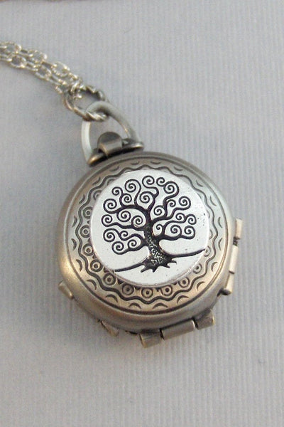 Enchanted Tree,Tree Locket,Tree Necklace,Silver Locket,Silver Necklace,Family Tree,Woodland,Antique Locket.Pill Box,Compartment