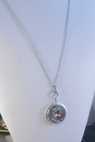 Alexandrite Star,Purple Necklace,Purple Locket,Antique Locket,Silver Locket,Princess Cut.June Birthstone,Birthstone,june Valleygirldesigns.