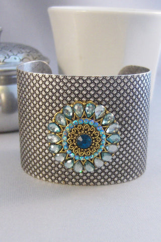 Sapphire Gypsy,Cuff,Cuff Bracelet,Blue Bracelet,Bracelet,Silver,Antique Bracelet,Bohemian Bracelet,Gypsy Bracelet,Blue,valleygirldesigns.