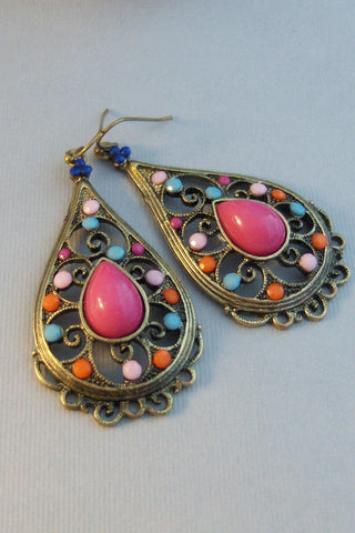 SALE Poetic Wanderlust,Earring,Pink Earring,Blue Earring,Gypsy,Gypsy Earring,Bohemian,Long Earring Turquoise,Vintage EarringValleygirldesign