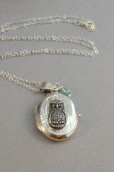 Sweet Owl,Birthstone Necklace,Locket,Locket,Silver Locket,Sterling Silver Locket,Sterling,,Celtic Locket,Celtic,Celtic Necklace,