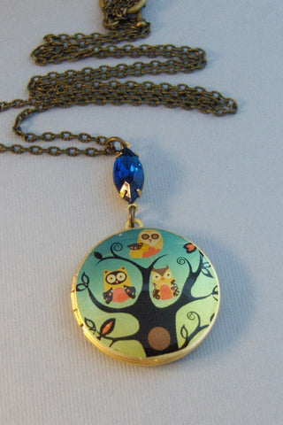 Sapphire Hoots,Owl,Locket,Owl Locket,Owl Necklace,Sapphire Locket,Sapphire Necklace,Vintage Sapphire,Sapphire STone,Vintage Sapphire,Vintage