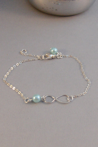 Aqua Infinity,Bracelet,Bridesmaid,Sterling Silver,Infinite,Aqua Bracelet,Blue Bracelet, Bracelet,Turquoise Infinity Bracelet,Turquoise,blue