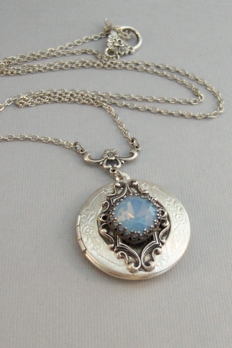 Twilight Opal,Opal,Opal Locket,Moonstone,Moonstone Locket,Locket,Antique Locket,Silver Locket,Princess Cut.Birthstone,BlueValleygirldesigns.