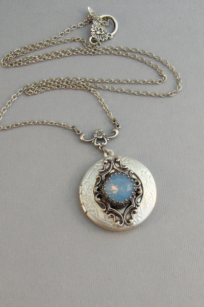 Twilight Opal,Opal,Opal Locket,Moonstone,Moonstone Locket,Locket,Antique Locket,Silver Locket,Princess Cut.Birthstone,BlueValleygirldesigns.