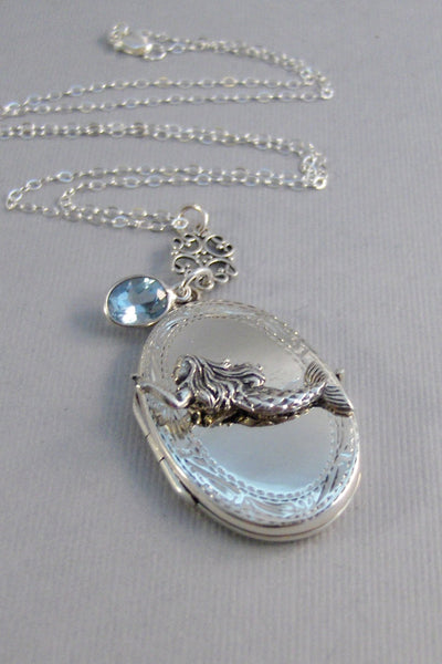 Graceful Mermaid,Keepsake Locket,Mermaid Locket, Sterling Silver Locket,Silver Locket,Personalized Locket,Custom Made Jewelry