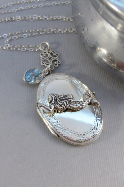 Graceful Mermaid,Keepsake Locket,Mermaid Locket, Sterling Silver Locket,Silver Locket,Personalized Locket,Custom Made Jewelry