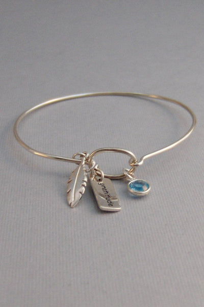 Feather Of Life,Bracelet,Feather Bracelet,Sterling,Feather,Indian Feather,Personalize,Birthstone,Birthstone Bracelet, STerling Bracelet