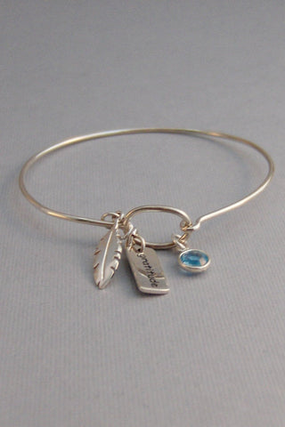 Feather Of Life,Bracelet,Feather Bracelet,Sterling,Feather,Indian Feather,Personalize,Birthstone,Birthstone Bracelet, STerling Bracelet