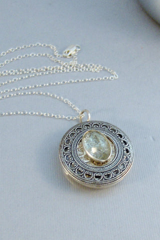 Green Amethyst Locket,Locket,Silver Locket,Sterling Silver Locket,Sterling,Green,Green Locket,Birthstone Locket,August Birthstone