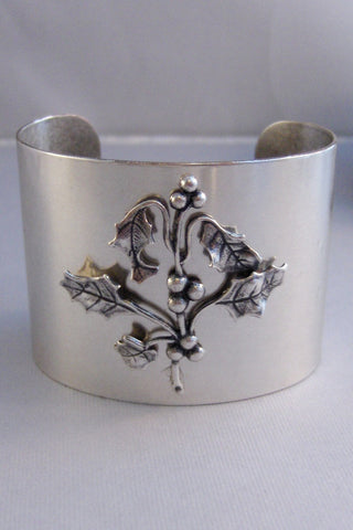 Holly Berry,Bracelet,Cuff,Silver Bracelet,Cuff Bracelet,Bracelet,Cuff,Elf,Fairy Cuff,Fairy Bracelet,Silver Cuff Bracelet. valleygirldesigns.