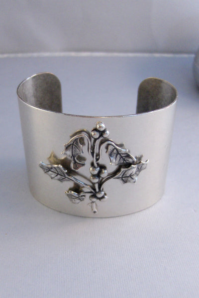 Holly Berry,Bracelet,Cuff,Silver Bracelet,Cuff Bracelet,Bracelet,Cuff,Elf,Fairy Cuff,Fairy Bracelet,Silver Cuff Bracelet. valleygirldesigns.