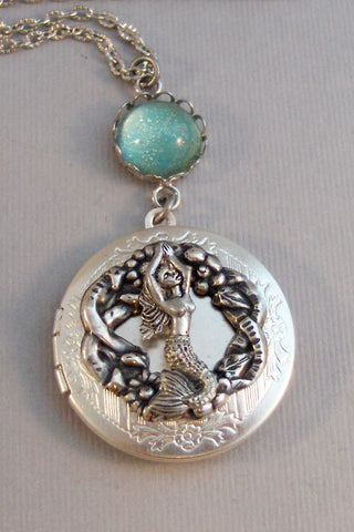 SALE Ocean Goddess,Locket,Mermaid, Mermaid Locket,Antique Locket,Silver Locket,Goddess,Ocean Locket,Handmade jewelry by valleygirldesigns