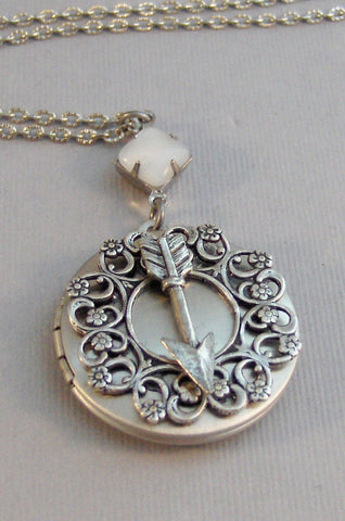 Moon Gypsy,Locket,Silver Locket,Moonstone,Moonstone Locket,Moonstone Necklace,Arrow,Arrow Locket,Arrow Necklace,Tribal valleygirldesigns.
