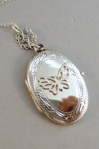 Graceful Butterfly,Women's Custom Locket,Butterfly Locket,Locket Necklace,STerling Silver Locket,Photo Locket