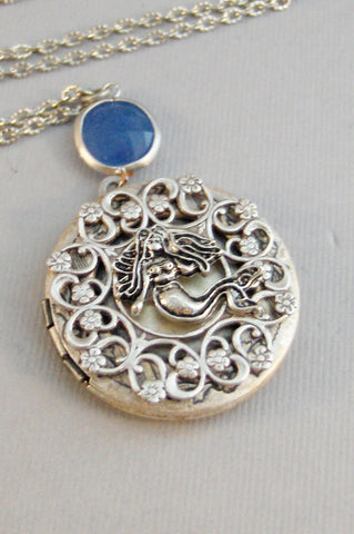 Mermaid Isle,Locket,Mermaid, Mermaid Locket,Necklace,Mermaid Locket,Antique Locket,Silver Locket,Goddess,Ocean Locket,valleygirldesigns