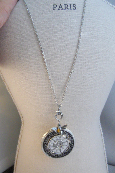 Warm Sunflower,Locket,Sunflower,Sunflower Necklace,Sunflower Locket,Silver Locket, Bee Locket,Bee Necklace,Silver Bee,Yellow Stone,NOvember