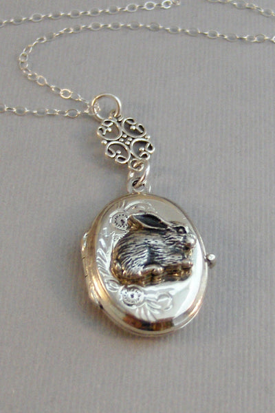 Sweet Bunny,Locket,Silver Locket,Bunny Necklace,Rabbit Locket,Sterling Rabbit,Rabbit Necklace,Sterling Rabbit,Rabbit Jewelry,Easter