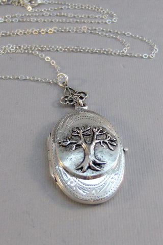 Thinking Tree,Family Tree,Tree,Locket,Necklace,Tree Locket,Tree Necklace,Tree Locket, STerling Silver,Sterling Silver Locket,Woodland